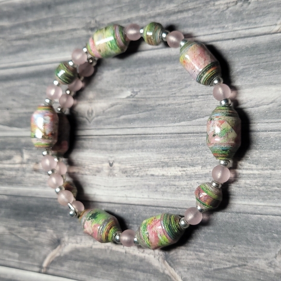 Handmade Paper Bead Bracelet - Picture 1 of 1
